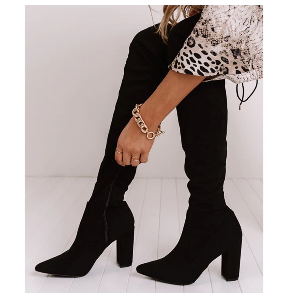 Boho Fabulous black over the knee boots IMPORTED FROM PARIS - Picture 5 of 9
